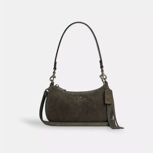 Coach Dark Green Suede Shoulder Bag